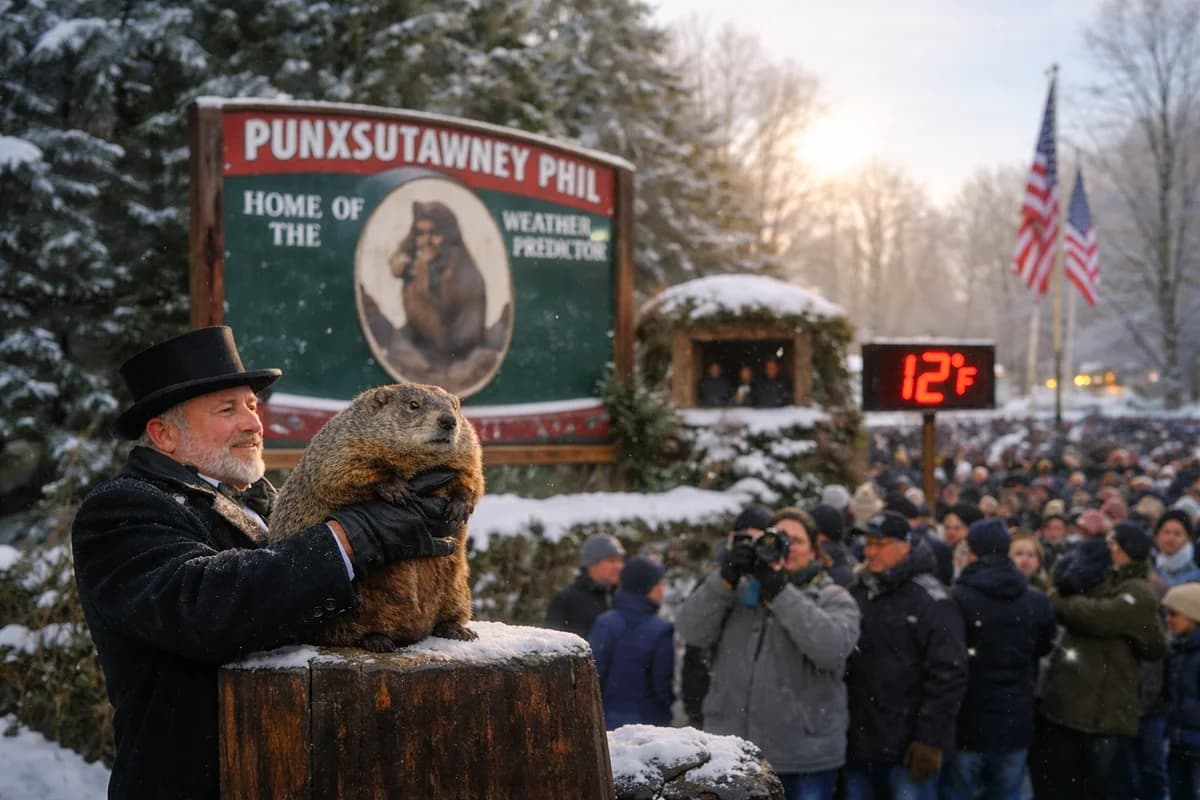 Punxsutawney Phil “prevê” mais seis semanas de inverno e reforça atenção ao frio intenso nos Estados Unidos
