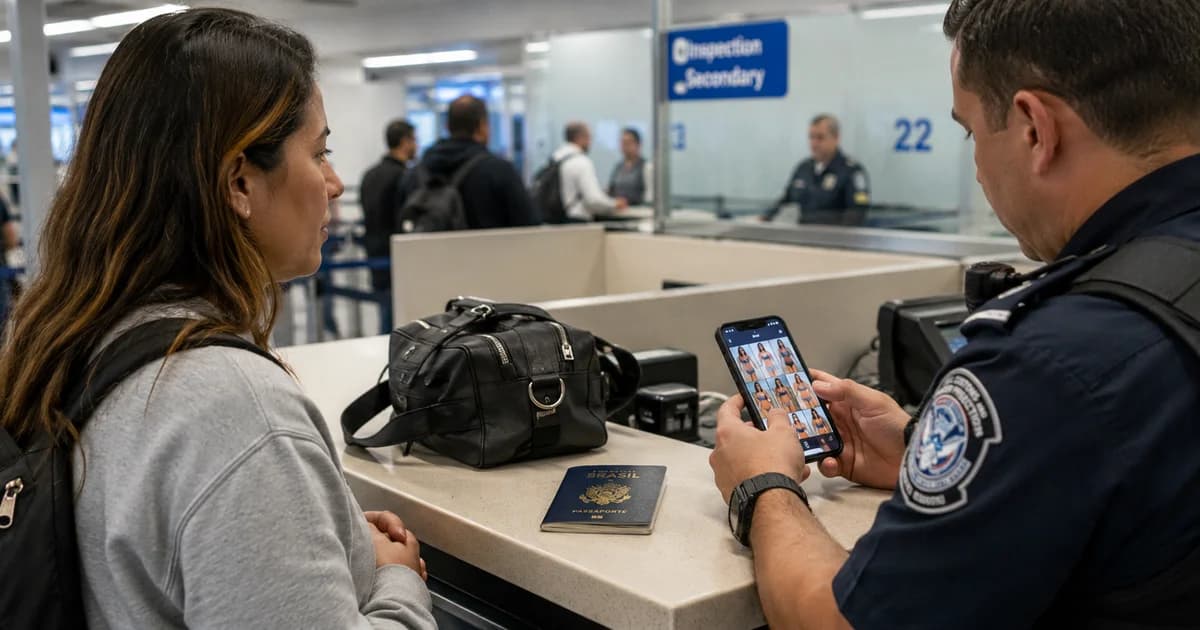 Brasileira relata visto cancelado após agentes encontrarem vendas de biquínis no celular