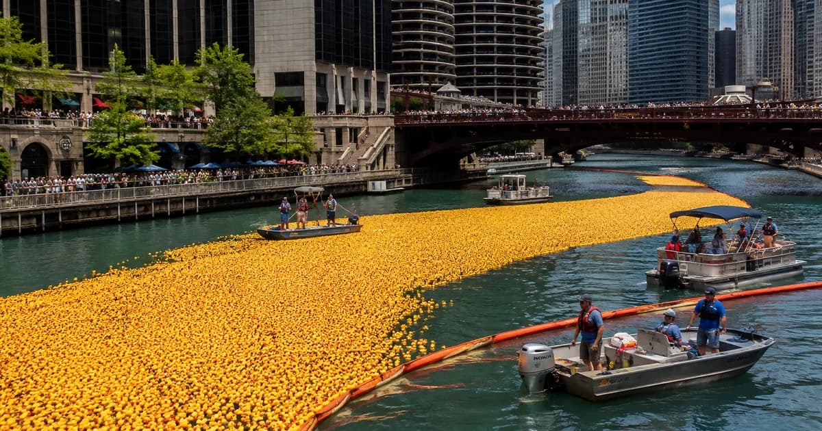 90 mil patinhos tomam o Rio Chicago em corrida beneficente da Special Olympics